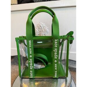 Kate Spade New York Small Tote See Through PVC KS Green w/crossbody Strap